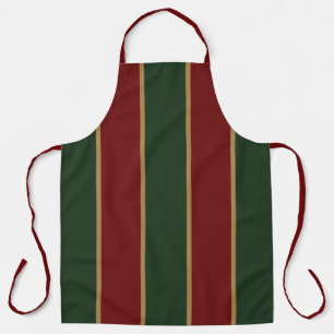 Delantal Clásico Navidad Verde Y Rojo Con Ribete Dorado
