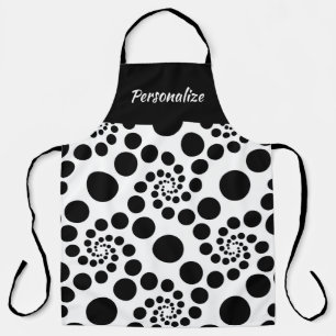 Delantal Clásico Patrón de Swirl Blanco Negro Moderno