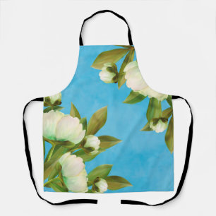 Delantal Clásico ramo floral de peonías blancas