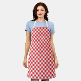 Delantal Clásico Rojo Y Blanco Gingham    Plaid Apron