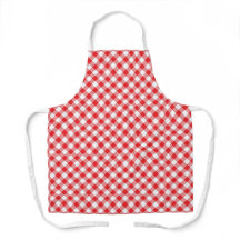 Clásico Rojo Y Blanco Gingham    Plaid Apron
