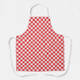 Delantal Clásico Rojo Y Blanco Gingham    Plaid Apron
