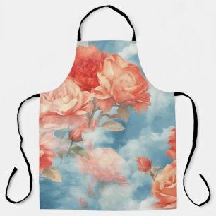 Delantal Clásicos - Rosas rosadas y rojas angelicales en nu