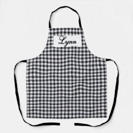 Delantal Classic Black & White Gingham | Personalized Name