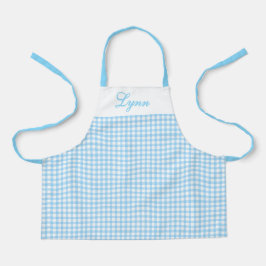Delantal Classic Blue & White Gingham | Personalized Name