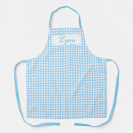 Delantal Classic Blue & White Gingham | Personalized Name