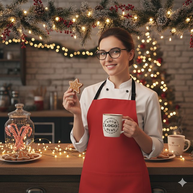 Delantal Classic Festive Charm Christmas Red Apron (Classic Festive Charm Christmas Red Apron)