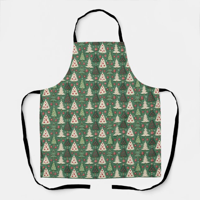 Delantal Classic Green Christmas Tree Pattern Holiday (Anverso)