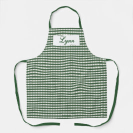 Delantal Classic Green & White Gingham | Personalized Name
