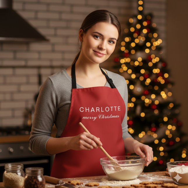 Delantal Classic Holiday Cheer Merry Christmas Apron (Classic Holiday Cheer Merry Christmas Apron)