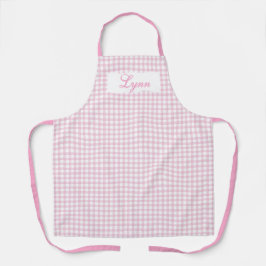 Delantal Classic Pink & White Gingham | Personalized Name