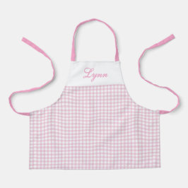 Delantal Classic Pink & White Gingham | Personalized Name