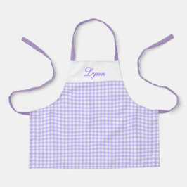 Delantal Classic Purple & White Gingham | Personalized Name
