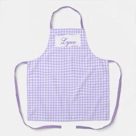 Delantal Classic Purple & White Gingham | Personalized Name