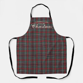 Delantal Classic Red Dark Blue Green Plaid Pattern Apron