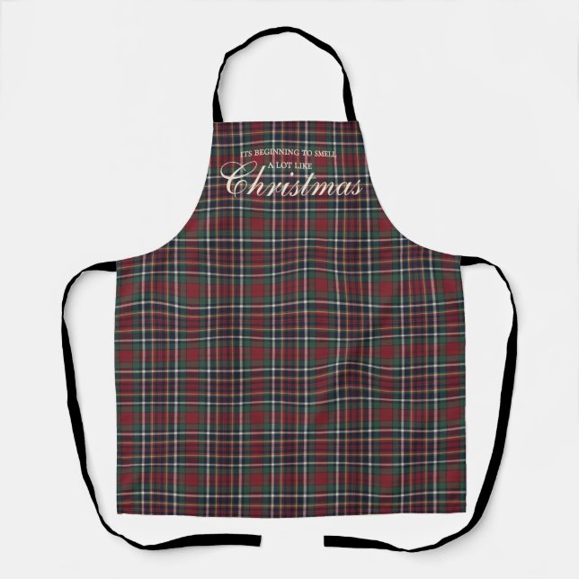 Delantal Classic Red Dark Blue Green Plaid Pattern Apron (Anverso)
