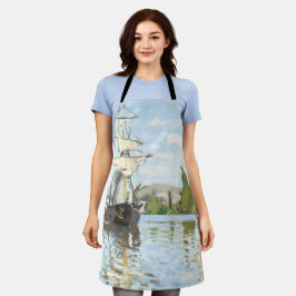 Delantal Claude Monet. Barcos Navegando en el Sena en Rouen