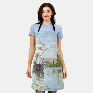 Delantal Claude Monet. Buques montando en el Sena en Ruán