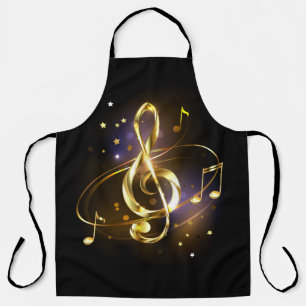 Delantal Clef de sol de música dorada