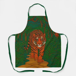 Delantal Cloisonne Art Tiger on the Jungle Path