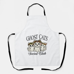 Delantal Club Social de Gatos Fantasmales de Halloween Gato