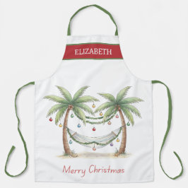 Delantal Coastal Christmas Palm Trees With Hammock