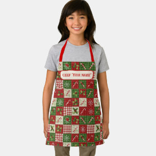Delantal Cobija de Navidad Personalizada para Niños con Par