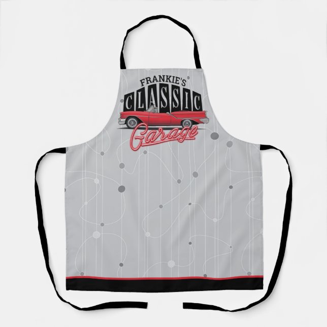 Delantal Coche Clásico Faux Neón Personalizado Años 50 Gara (Anverso)