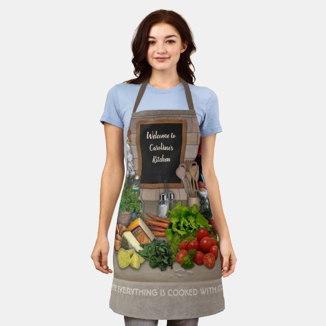 Delantal Cocina Apron con tu nombre en la pizarra (Gastado)