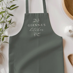 Delantal Cocina Botánica Verde Personalizada