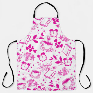 Delantal cocina comedor lindo té café color rosa patrón