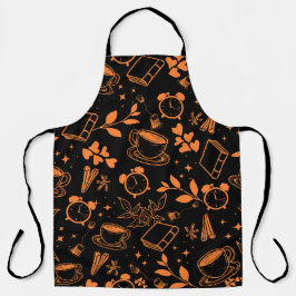 Delantal cocina comedor lindo té libro de café naranja patr