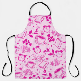 Delantal cocina comedor té lindo café giratorio rosa
