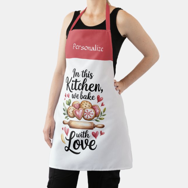Delantal Cocina Con Amor Personalizado Corazón (in situ)