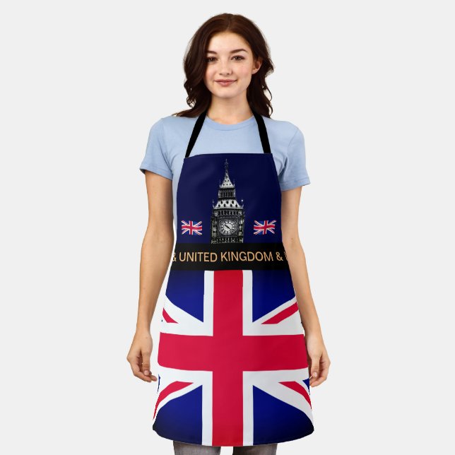 Delantal Cocina con bandera británica y británica, cocina B (Gastado)