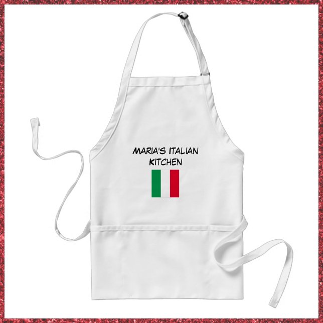 Delantal Cocina con bandera italiana verde y blanca persona (Bookmark my store: https://www.zazzle.com/store/capricepetit?rf=238091145531749709)