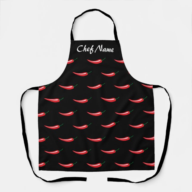 Delantal Cocina con nombre de cocina con pinzas de pimienta (Anverso)