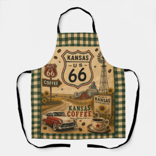 Delantal Cocina de café de granja de Kansas Ruta 66