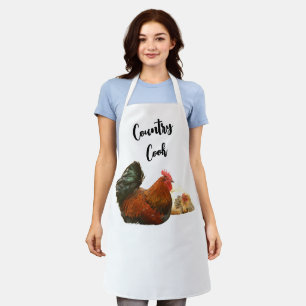Delantal Cocina de campo con gallo y pollo
