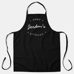 Delantal Cocina de Chef con nombre personalizado Negro blan