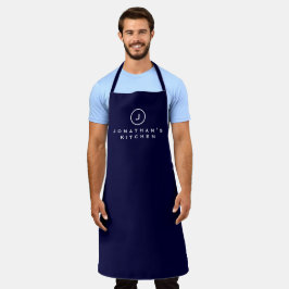Delantal Cocina de Cocina: simple marina y monograma blanco