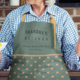 Delantal Cocina de la abuela azul personalizada con lunares