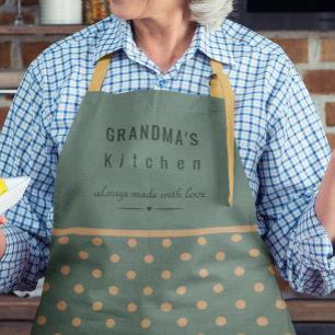Delantal Cocina de la abuela azul personalizada con lunares