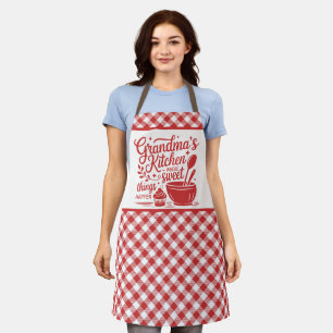 Delantal Cocina de la Abuela Cuadros Rojos y Blancos