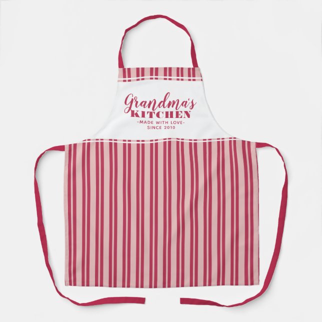 Delantal Cocina de la abuela moderna magenta rojo rosa (Anverso)