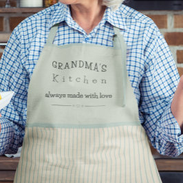 Delantal Cocina de la Abuela Personalizada Crema y Rayas Az