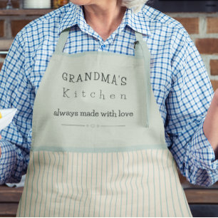 Delantal Cocina de la Abuela Personalizada Crema y Rayas Az