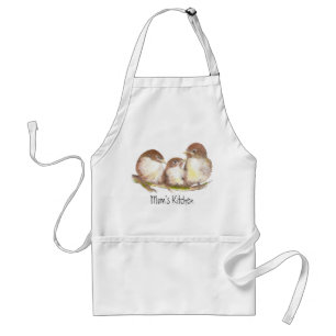 Delantal Cocina de mamá, familia de pájaros,