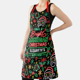 Delantal Cocina de Navidad Brillante Personalizada de Michi