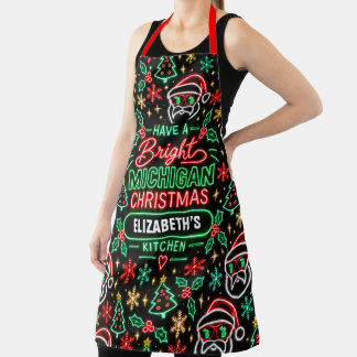 Delantal Cocina de Navidad Brillante Personalizada de Michi